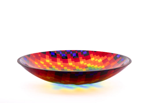 Large Bowl, Glen Lights, Colored Squares