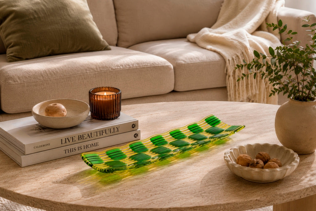 Channel Platter, Raindrop, Green, Yellow