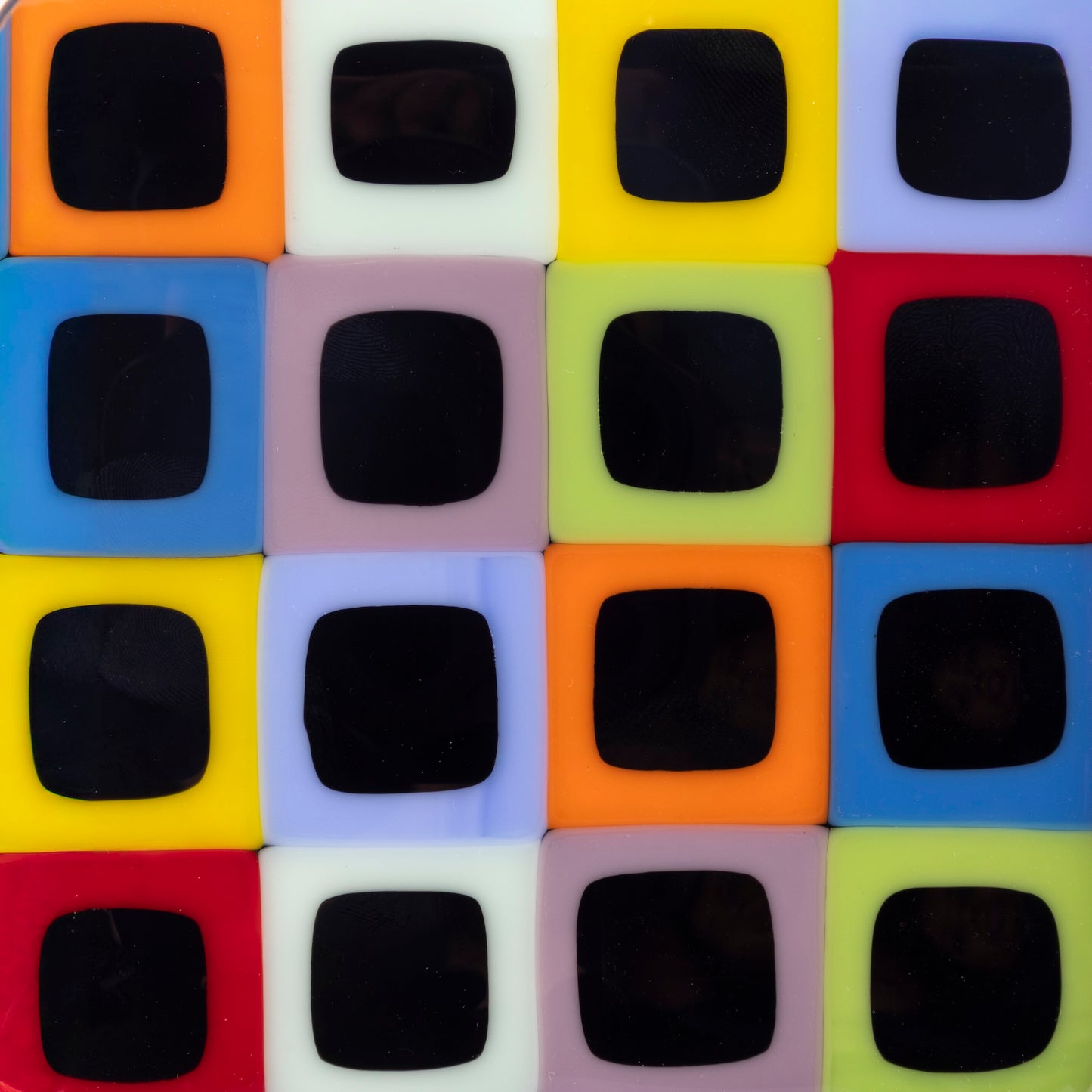 Coasters, Midcentury, Multi-Squares, Black Accents (Set of 4)