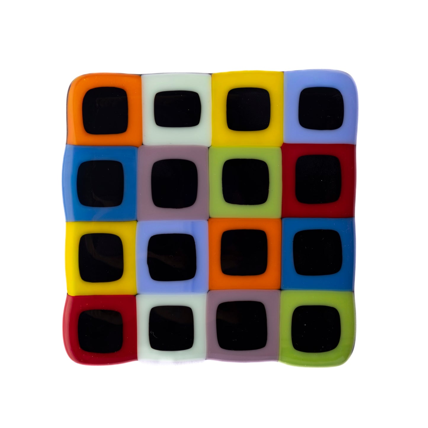 Coasters, Midcentury, Multi-Squares, Black Accents (Set of 4)
