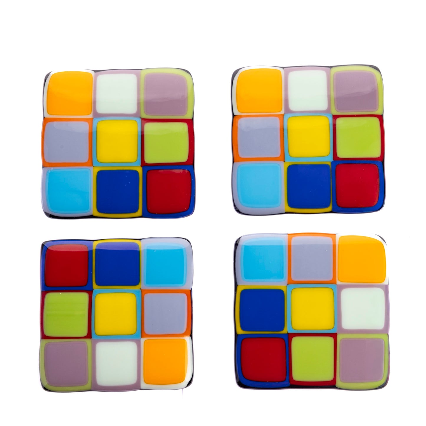 Coasters, Midcentury, Multi-Color Large Squares (Set of 4)