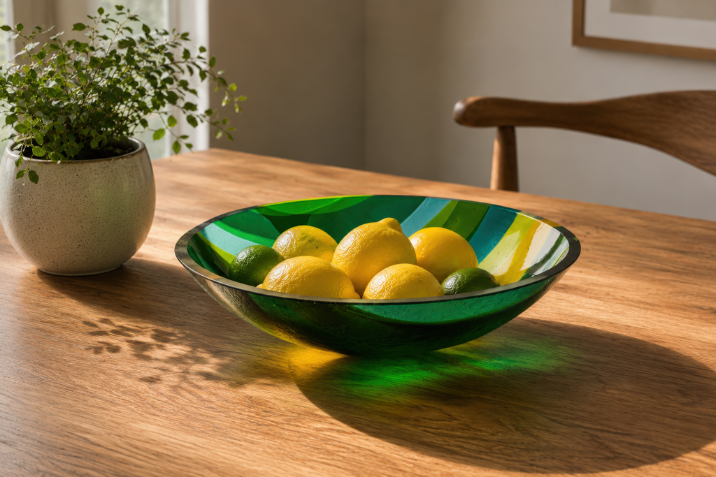 Medium Bowl, Glen Lights, Green, Yellow