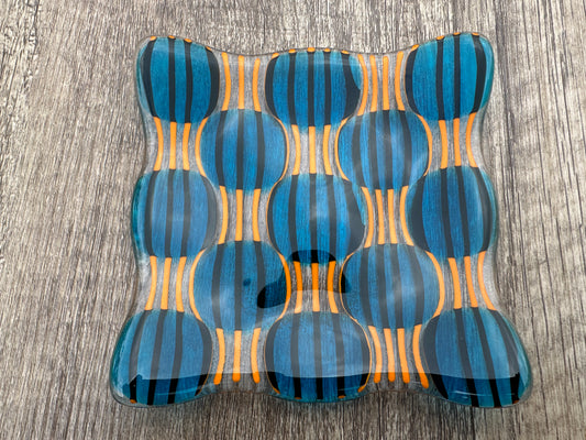 Small Plate, Raindrop, Blue, Orange