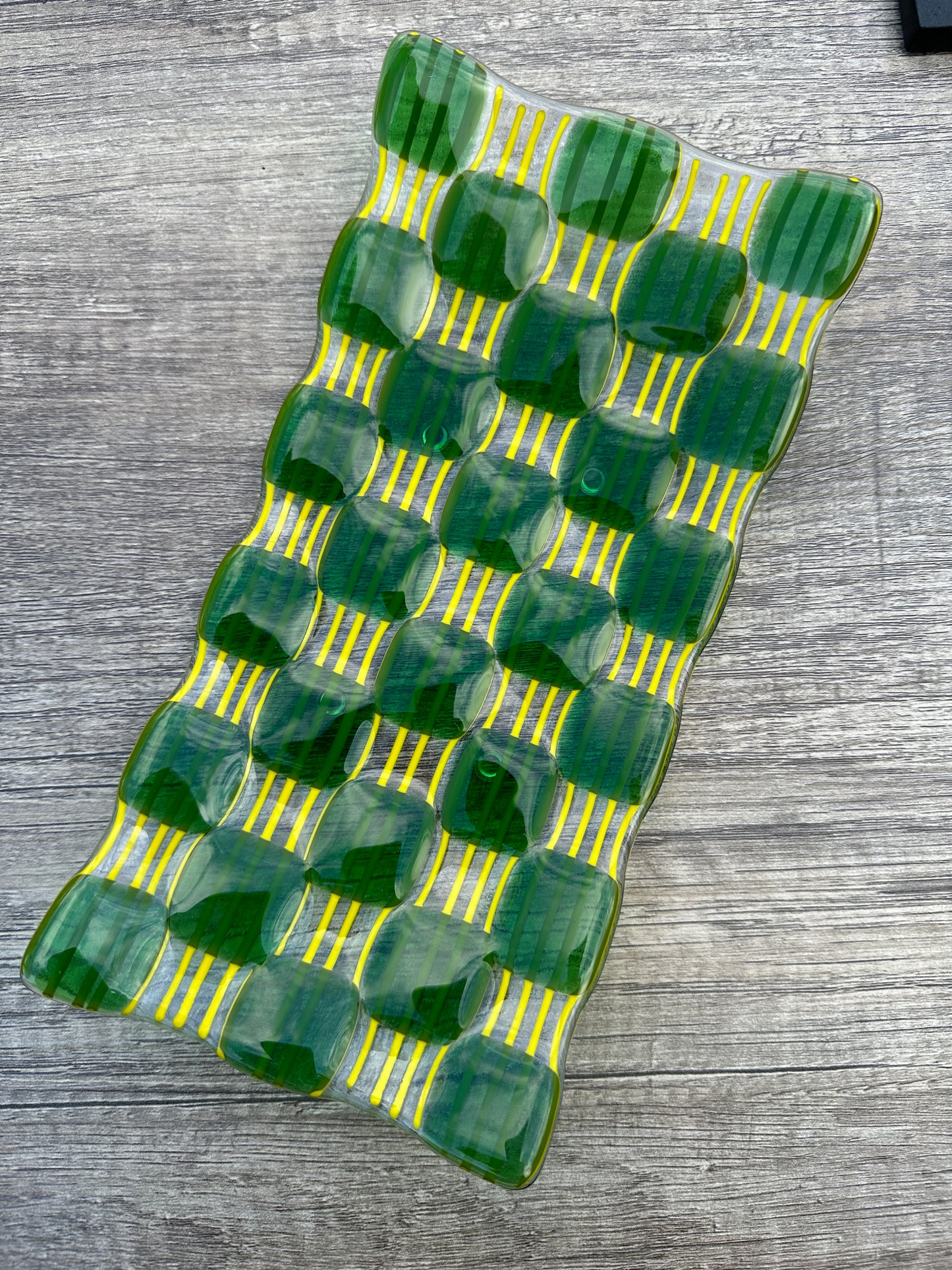 Rectangular Platter, Raindrop, Green, Yellow