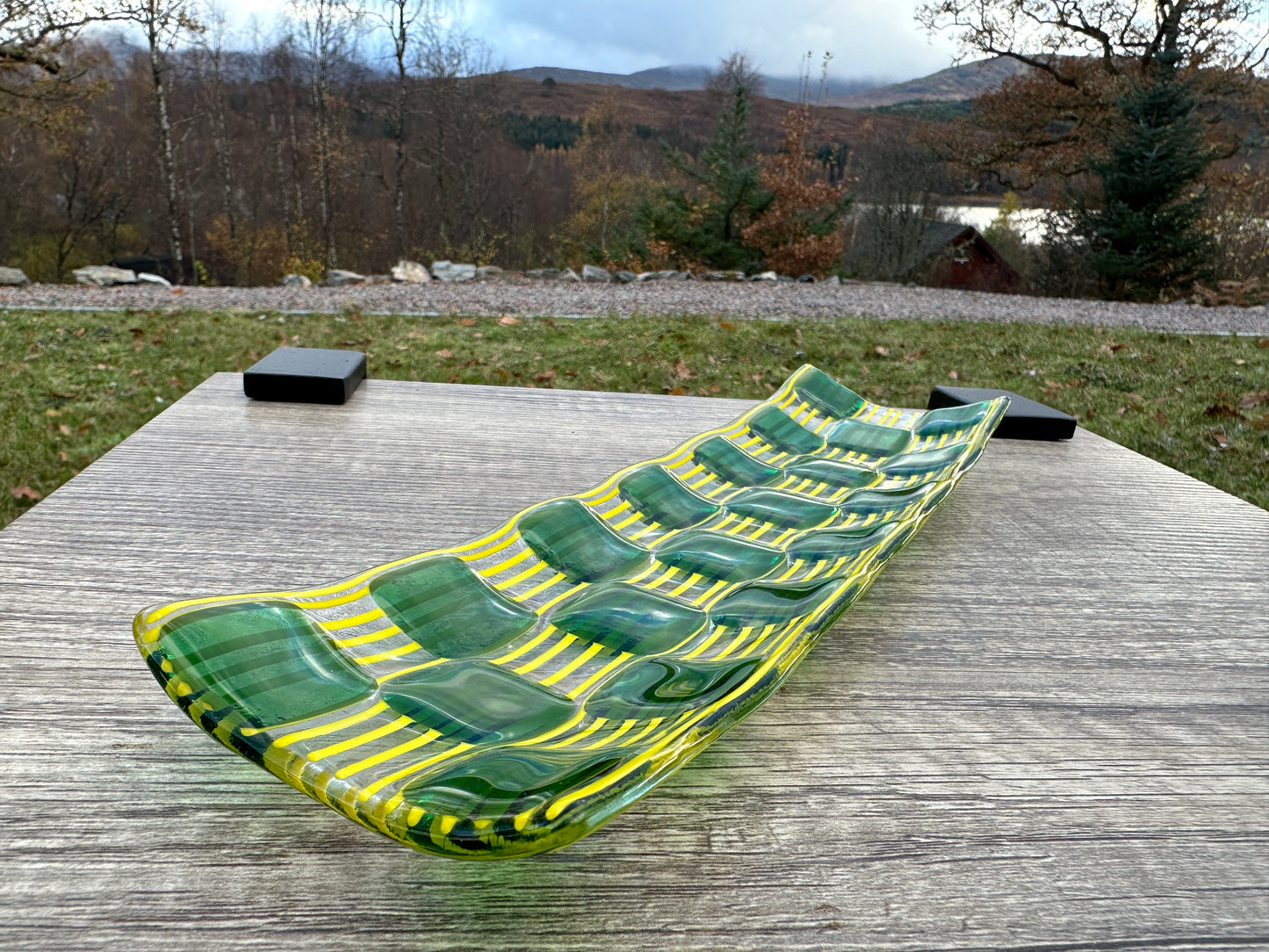 Channel Platter, Raindrop, Green, Yellow