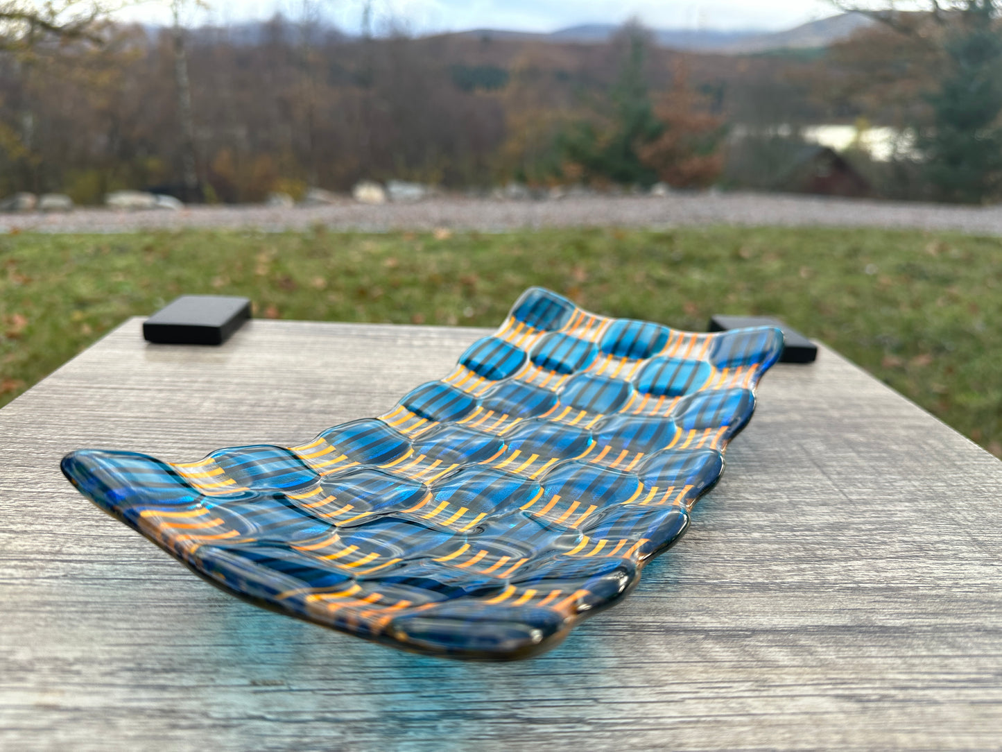 Rectangular Platter, Raindrop, Blue, Orange