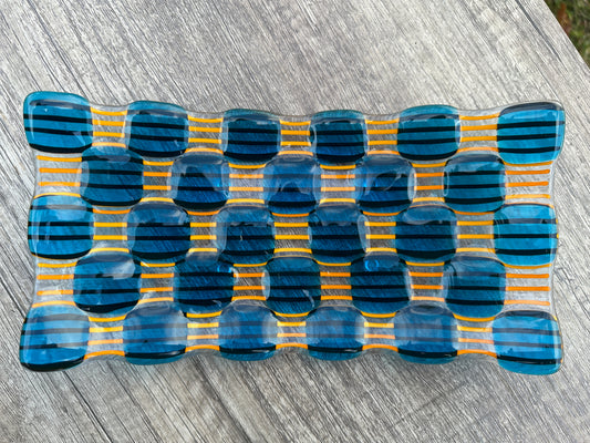 Rectangular Platter, Raindrop, Blue, Orange