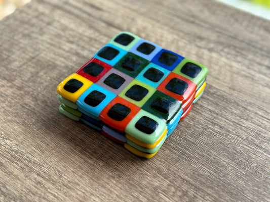 Coasters, Araby, Multi-Squares, Black Accents (Set of 4)