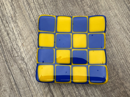 Small Plate, Araby, Large Squares, Blue & Yellow