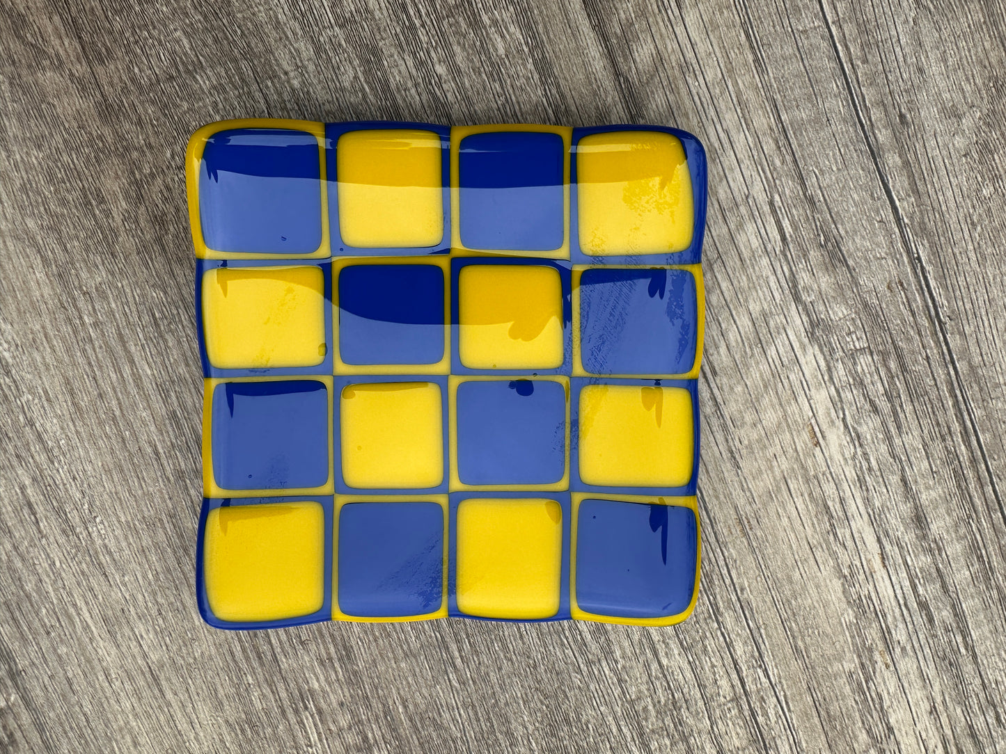 Small Plate, Araby, Large Squares, Blue & Yellow