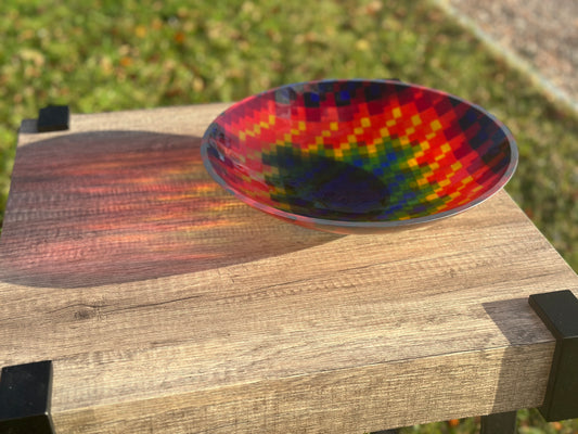 Large Bowl, Glen Lights, Colored Squares
