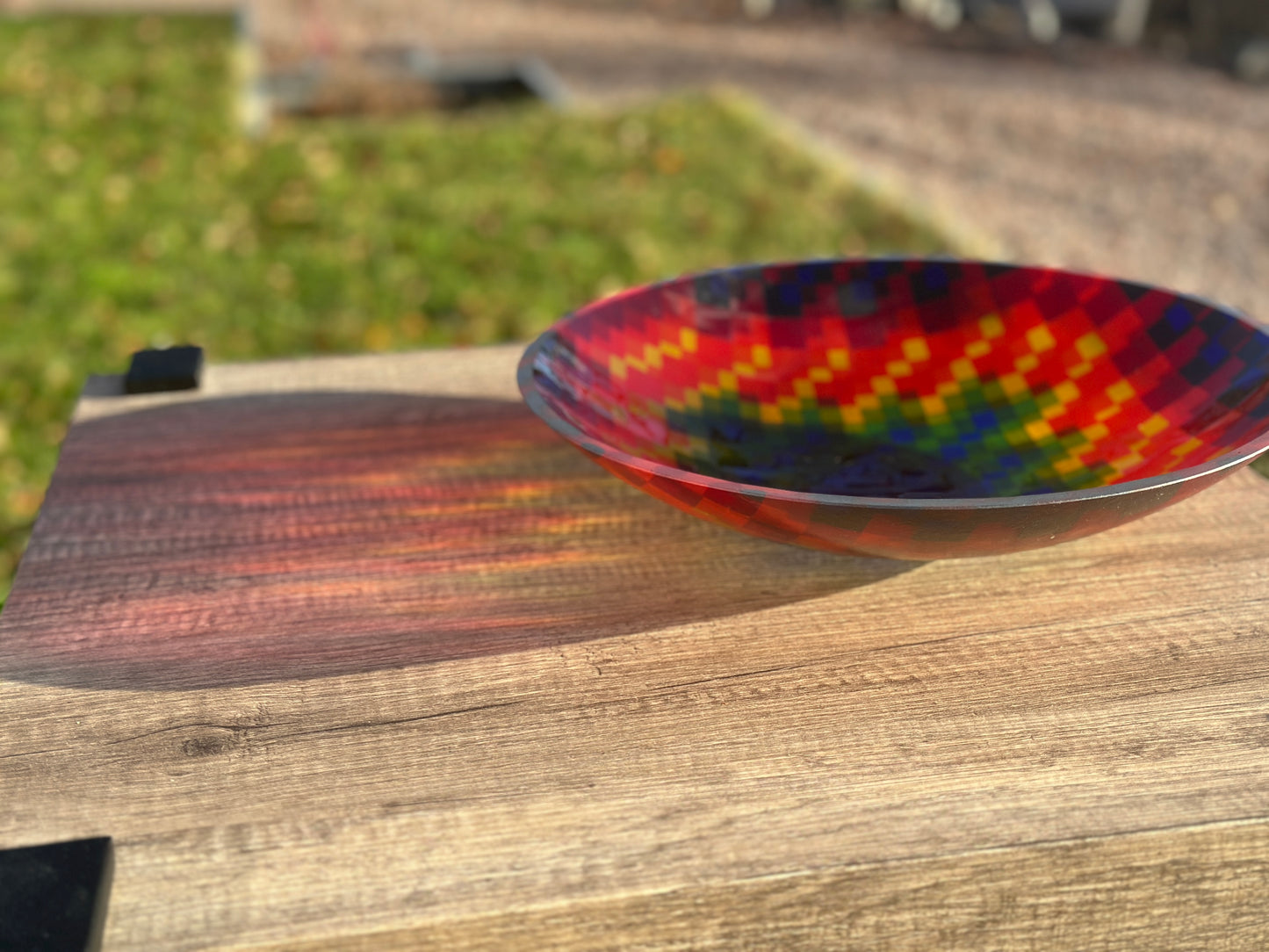 Large Bowl, Glen Lights, Colored Squares