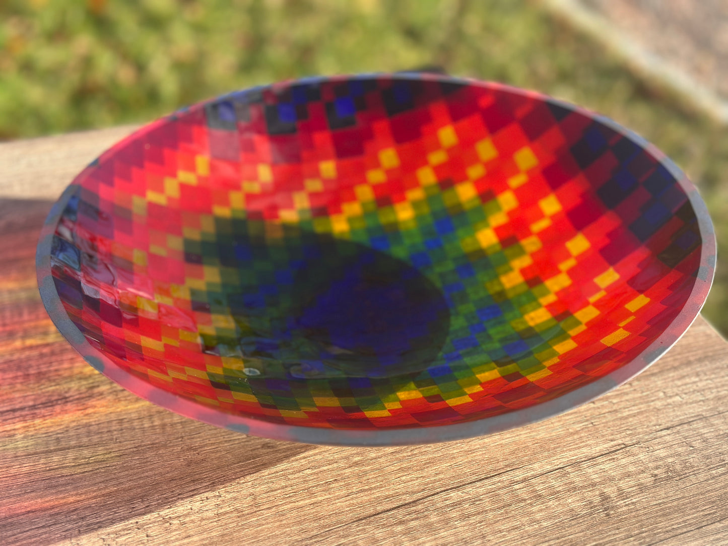 Large Bowl, Glen Lights, Colored Squares