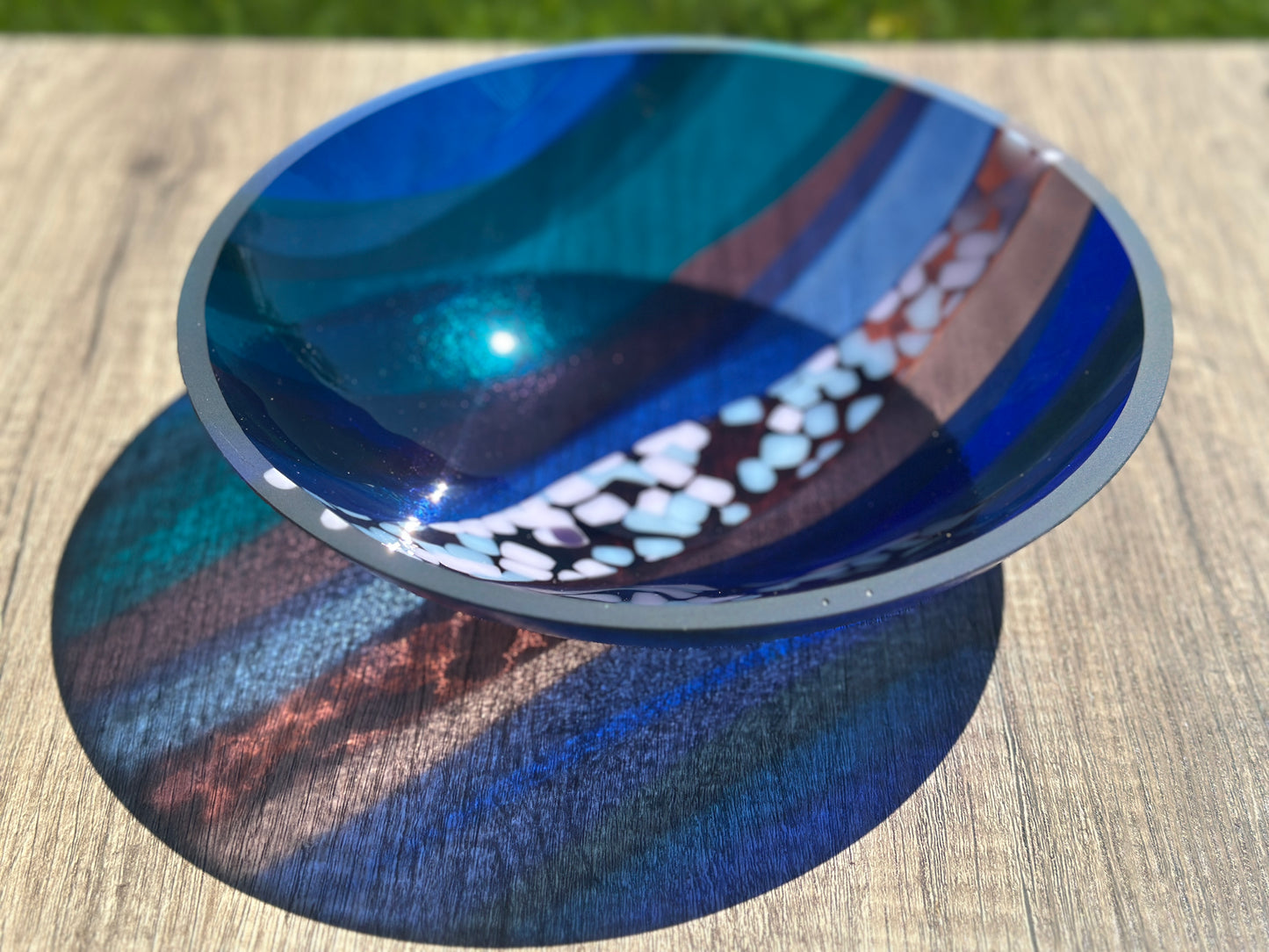 Medium Bowl, Glen Lights, Blue and Marshmallow Burn
