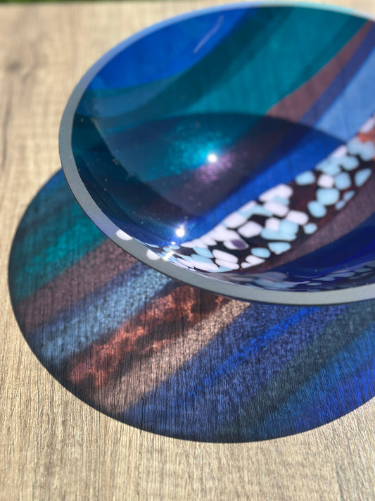 Medium Bowl, Glen Lights, Blue and Marshmallow Burn