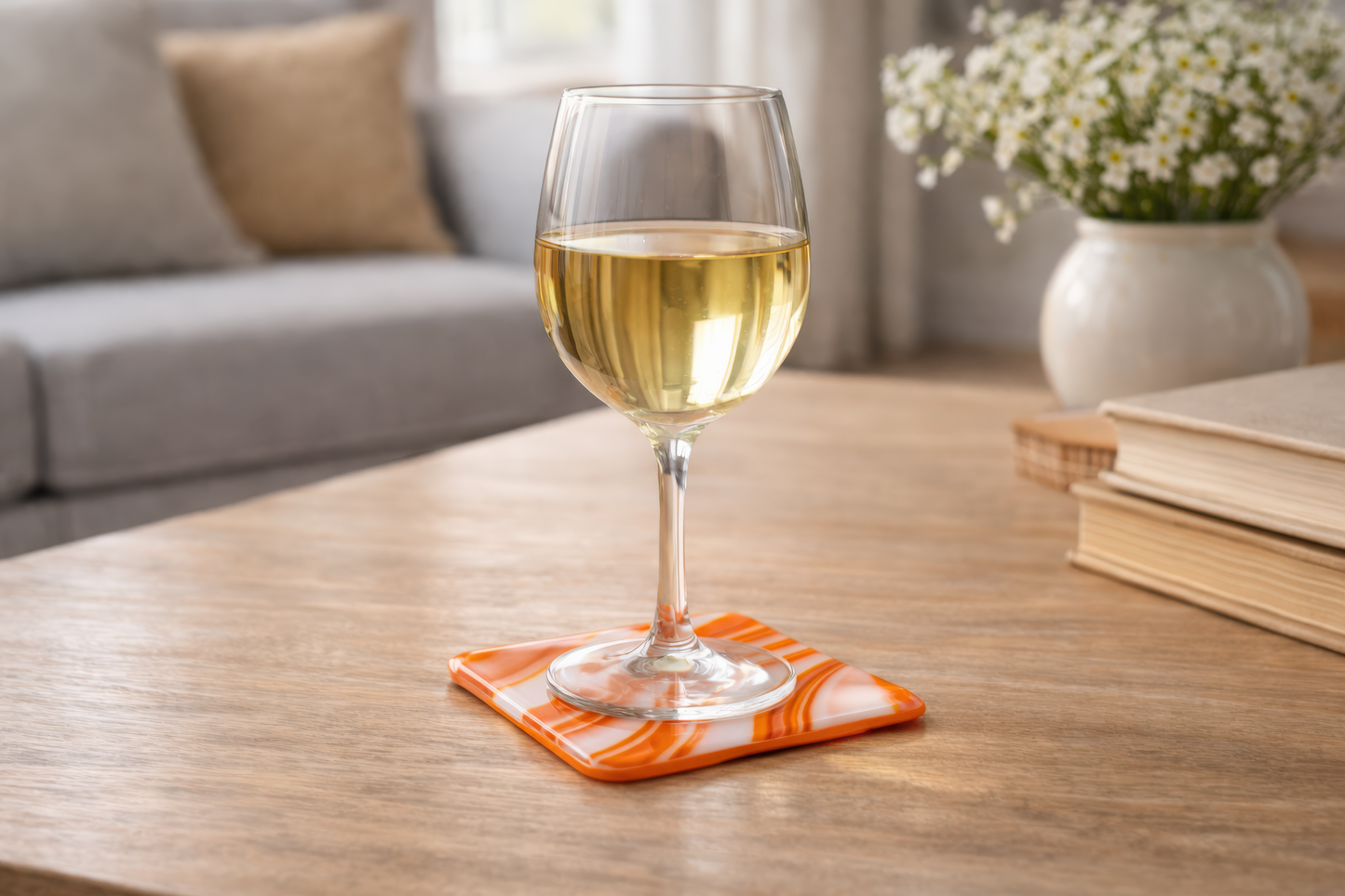 Coasters, Orange Swirls (Set of 4)