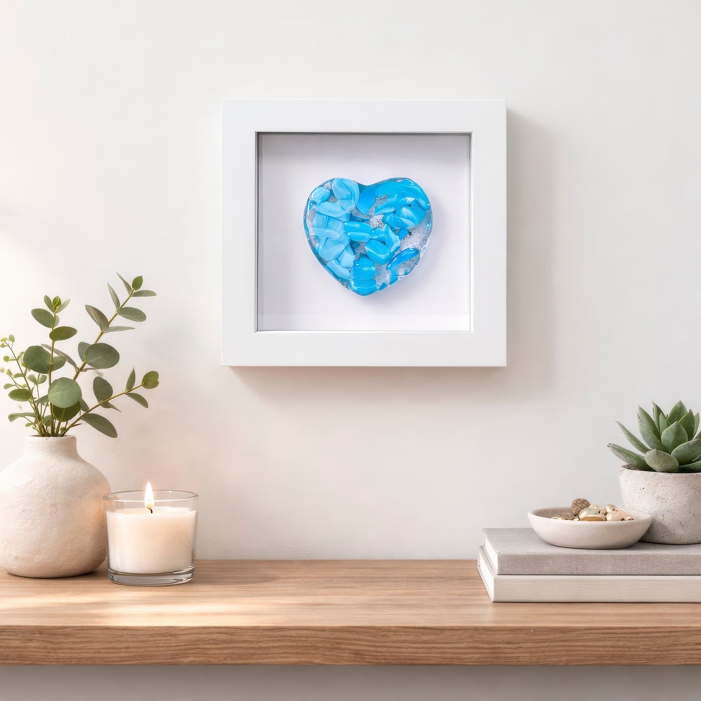 Framed Glass Hearts in Various Colours