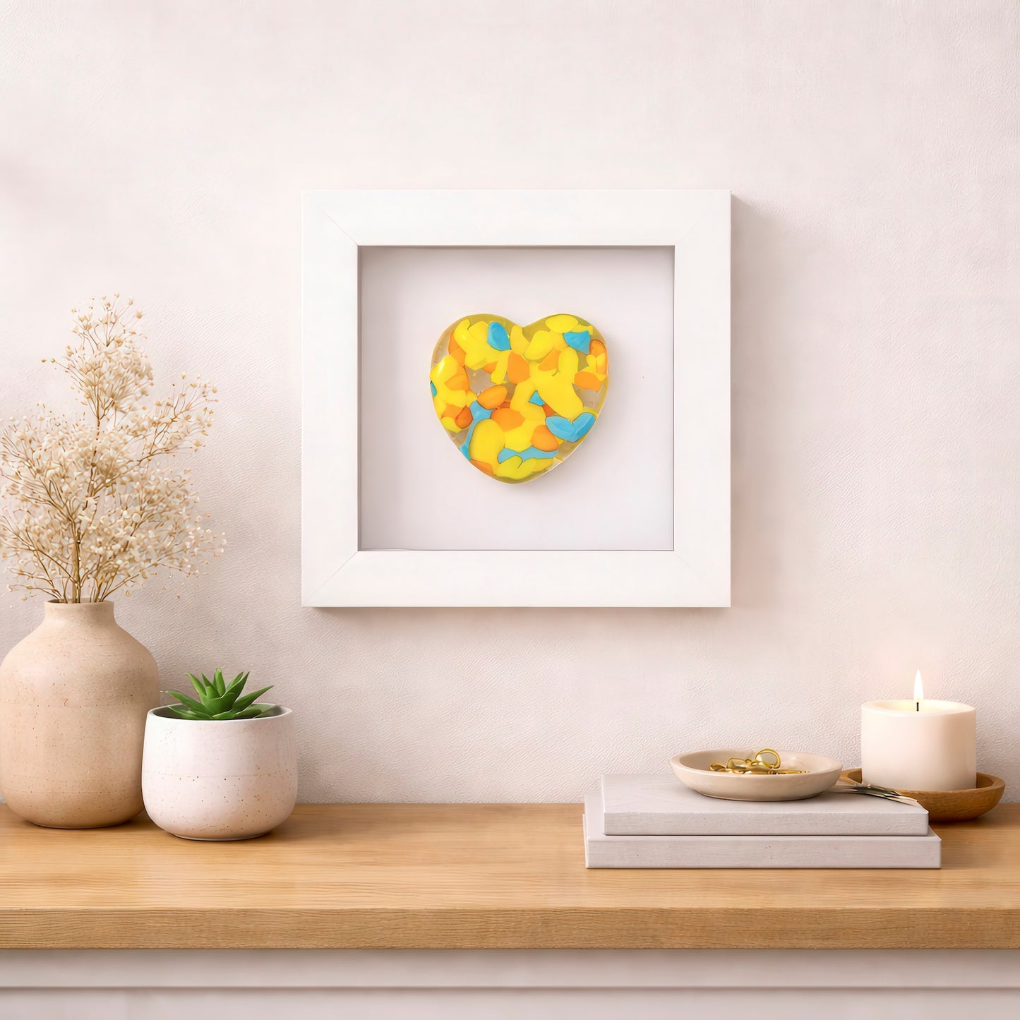 Framed Glass Hearts in Various Colours