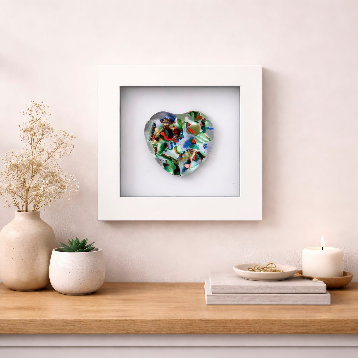 Framed Glass Hearts in Various Colours
